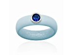 Gemslique Blue Cubic Zirconia Powder Blue Silicone Ring
