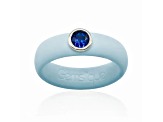 Gemslique Blue Cubic Zirconia Powder Blue Silicone Ring