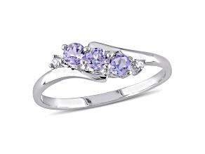 Tanzanite and Diamond 10K White Gold Ring 0.34ctw