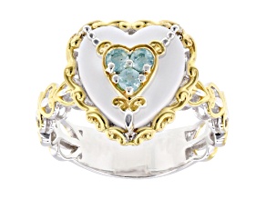 Teal Dauphin Apatite Rhodium & 24K Gold Over Palladium Sterling Silver Ring 0.18ctw