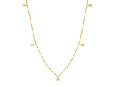 14k Yellow Gold 1/15tcw Diamond Dangle Bezel Station Adjustable 16-18 inch Necklace