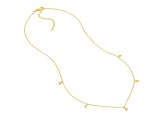 14k Yellow Gold 1/15tcw Diamond Dangle Bezel Station Adjustable 16-18 inch Necklace