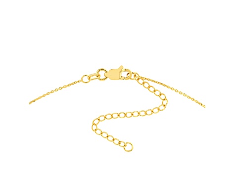 14k Yellow Gold 1/15tcw Diamond Dangle Bezel Station Adjustable 16-18 inch Necklace