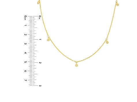 14k Yellow Gold 1/15tcw Diamond Dangle Bezel Station Adjustable 16-18 inch Necklace