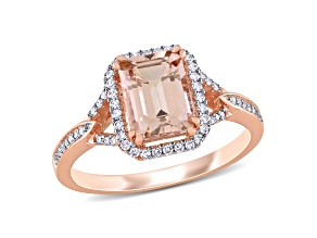 Morganite and Diamond 14K Rose Gold Ring 1.75ctw