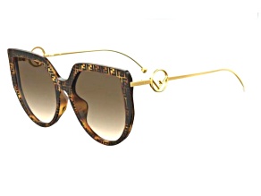 Fendi Cat Eye Dark Havana Frame / Brown Gradient Lenses Sunglasses