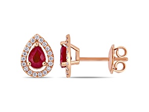 Ruby and Diamond 14K Pink Gold Earrings 1.09ctw