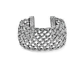 Silver Treasures by Samuel B. Sterling Silver Braided and Woven Design Bangle Bracelet