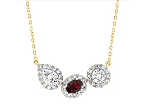 10K Yellow Gold 1.88CTW Lab Created Ruby and Lab-Grown White Diamond Pendant with Chain