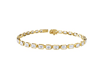 Picture of 14k Yellow Gold 7.75ctw Radiant Cut Lab Grown Diamond Tennis Bracelet 7" VVS-VS, E-F