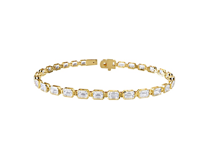 14k Yellow Gold 7.75ctw Radiant Cut Lab Grown Diamond Tennis Bracelet 7" VVS-VS, E-F