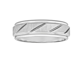 Tungsten Comfort™ White Tungsten 7MM Slant Groove Band