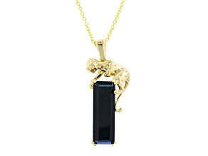 EFFY Signature 14K Yellow Gold Black Onyx Panther Pendant With Chain 4.73ct