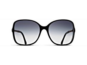 Chanel Black and Lambskin Square Frame / Gray Gradient Lenses Sunglasses