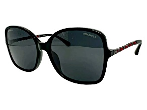 Chanel Black and Oversize Square Frame / Smoke Lenses Sunglasses