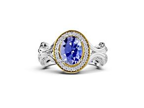 14K White and Yellow Gold Tanzanite Ring 2.11 ctw