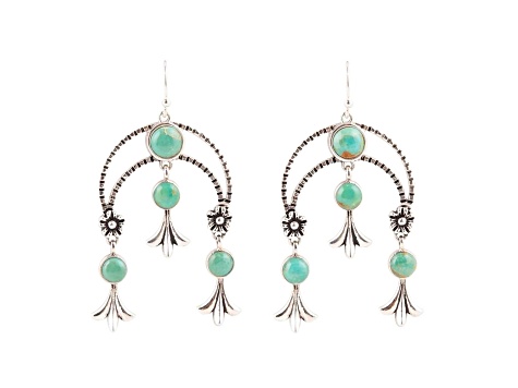 Barse Jewelry Floral Chandelier Blue Turquoise Sterling Silver Earrings