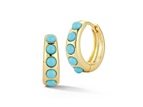 Rachel Zoe 14K Yellow Gold Over Sterling Silver Lab Created Turquoise Graduated Hoop Earrings