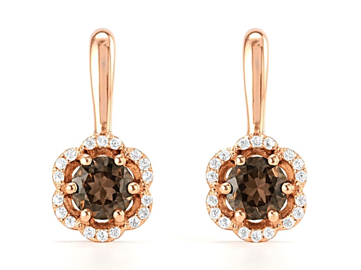 Smoky Quartz 14K Rose Gold Over Sterling Silver Round Drop Earrings
