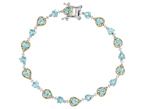 Teal Dauphin Apatite Rhodium & 24K Gold Over Palladium Sterling Silver Bracelet 5.32ctw