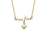 Clear Cubic Zirconia, 14K Gold Plated over Sterling Silver with Heart Pendant Necklace for Kids