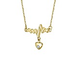Clear Cubic Zirconia, 14K Gold Plated over Sterling Silver with Heart Pendant Necklace for Kids