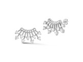 Rachel Zoe Rhodium Over Sterling Silver Cubic Zirconia Fan Stud Earrings