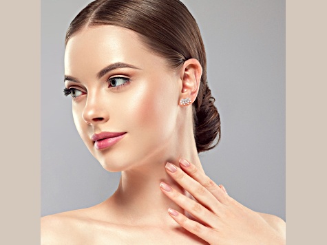 Rachel Zoe Rhodium Over Sterling Silver Cubic Zirconia Fan Stud Earrings