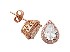 White and Pink Cubic Zirconia 14k Rose Gold Over Brass Earrings 5.41ctw
