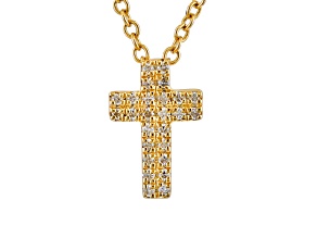 EFFY 14K Yellow Gold Over Sterling Silver Diamond Cross Pendant with Chain 0.07ctw