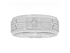 0.05ctw Diamond Stainless Steel Band