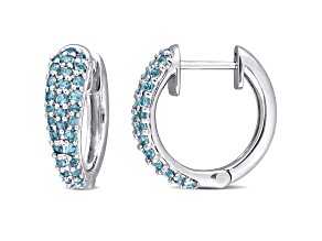 London Blue Topaz 10K White Gold Earrings 1.04ctw