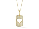 Rachel Zoe 14K Yellow Gold Over Sterling Silver Pave Open Heart Tag Pendant Necklace