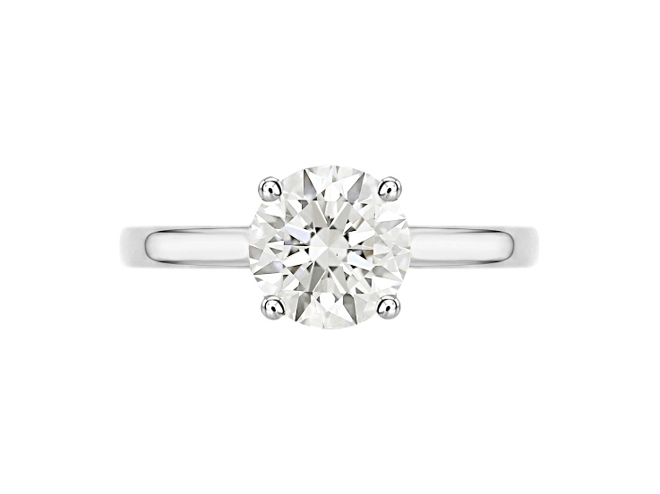 Certified White Lab-Grown Diamond F-G VS-SI 10K White Gold Solitaire Ring 2.00ct