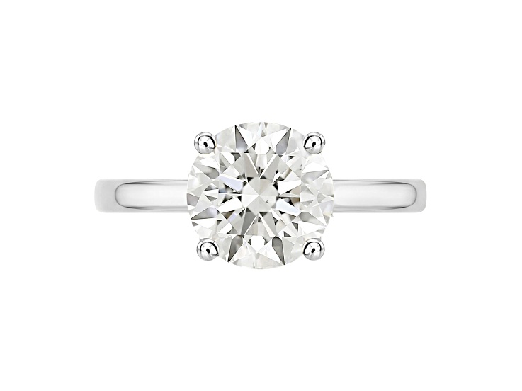 Certified White Lab-Grown Diamond F-G VS-SI 10K White Gold Solitaire Ring 3.00ct