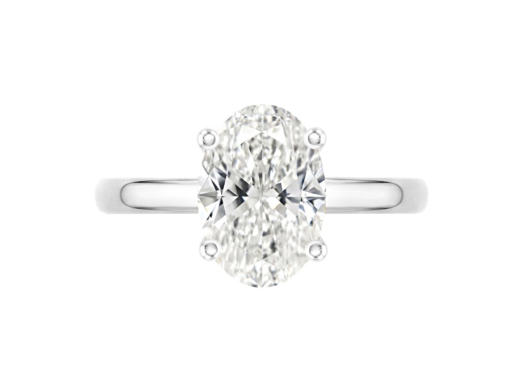 Certified White Lab-Grown Diamond F-G VS-SI 10K White Gold Solitaire Ring 3.00ct
