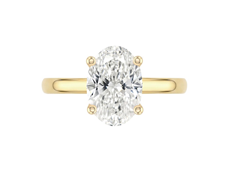 Certified White Lab-Grown Diamond F-G VS-SI 10K Yellow Gold Solitaire Ring 3.00ct