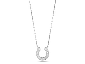 Sterling Statements Rhodium Over Sterling Silver CZ Horseshoe Necklace