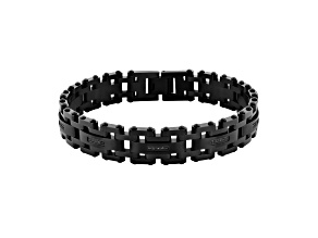 Ion-Plated Stainless Steel Black Diamond Bracelet 0.16ctw