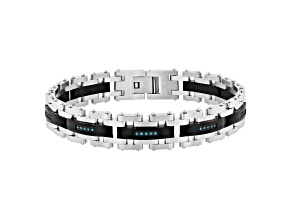 Ion-Plated Black Stainless Steel and 0.16ctw Blue Diamond Bracelet