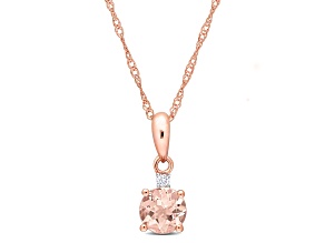 Morganite & Diamond 10K Rose Gold Pendant With Chain 0.49ctw