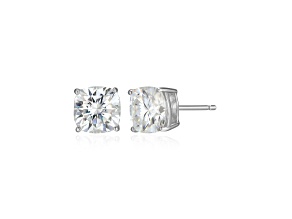 Square Cushion Cut Moissanite Platineve Stud Earrings 3.40ctw DEW