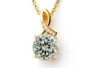Natural Green Prasiolite 14K Yellow Gold Over Sterling Silver Pendant With Chain