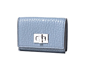 Fendi Selleria Leather Sky Blue Micro Trifold Wallet