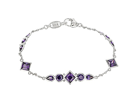 Judith Ripka 8ctw Purple Bella Luce Rhodium Over Sterling Silver Station Bracelet