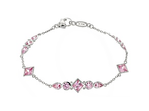 Judith Ripka 8ctw Pink Bella Luce Rhodium Over Sterling Silver Station Bracelet
