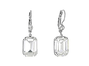 1928 Jewelry Silver-Tone Crystal Square Drop Earrings