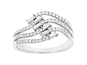 Picture of White Lab-Grown Diamond Rhodium Over Sterling Silver Ring 0.50ctw