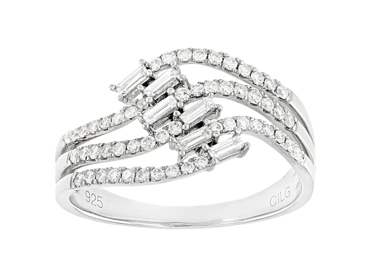 White Lab-Grown Diamond Rhodium Over Sterling Silver Ring 0.50ctw
