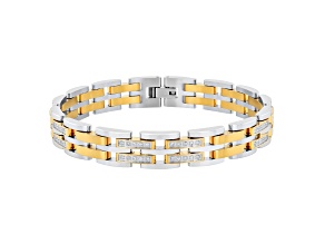 1.0ctw Diamond Two-Tone Stainless Steel Link Bracelet